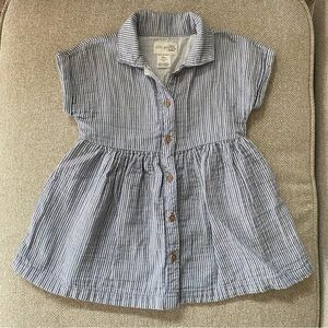 Striped Blue Button-Up Kids Dress